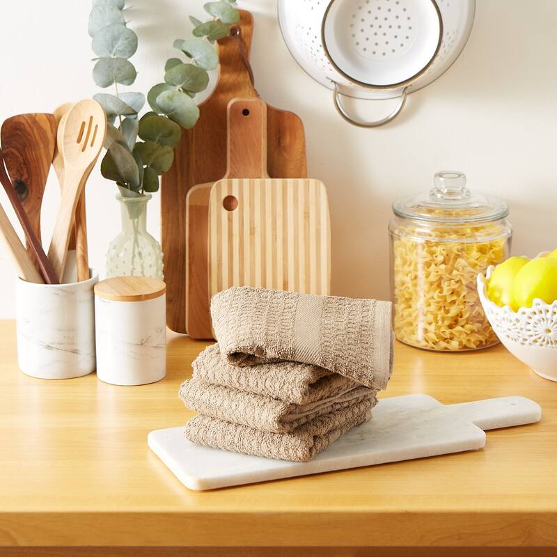 DII Solid Terry Waffle Dishtowel Set of 4