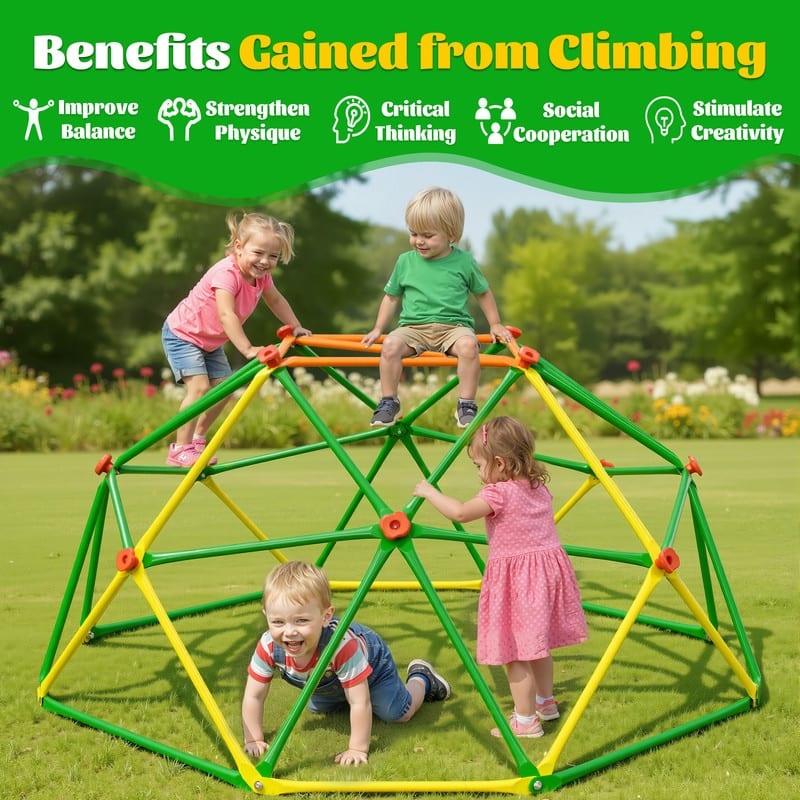 6FT Geometric Climbing Dome Climber Playground for Kids 3-10, Climbing Toys for Kids - N/A