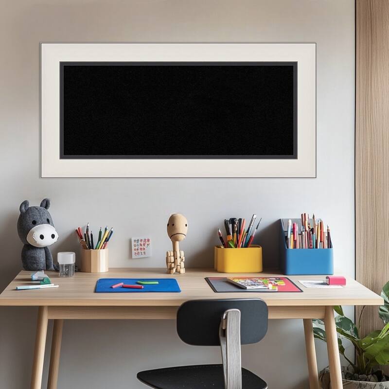 Ellie Silver Black Framed Cork Board - Bulletin Board, Organization Board, Pin Board