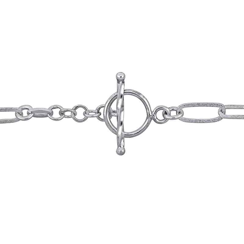 Miadora 3.5mm Paperclip Chain Bracelet with Toggle Clasp Sterling Silver-7.5 in