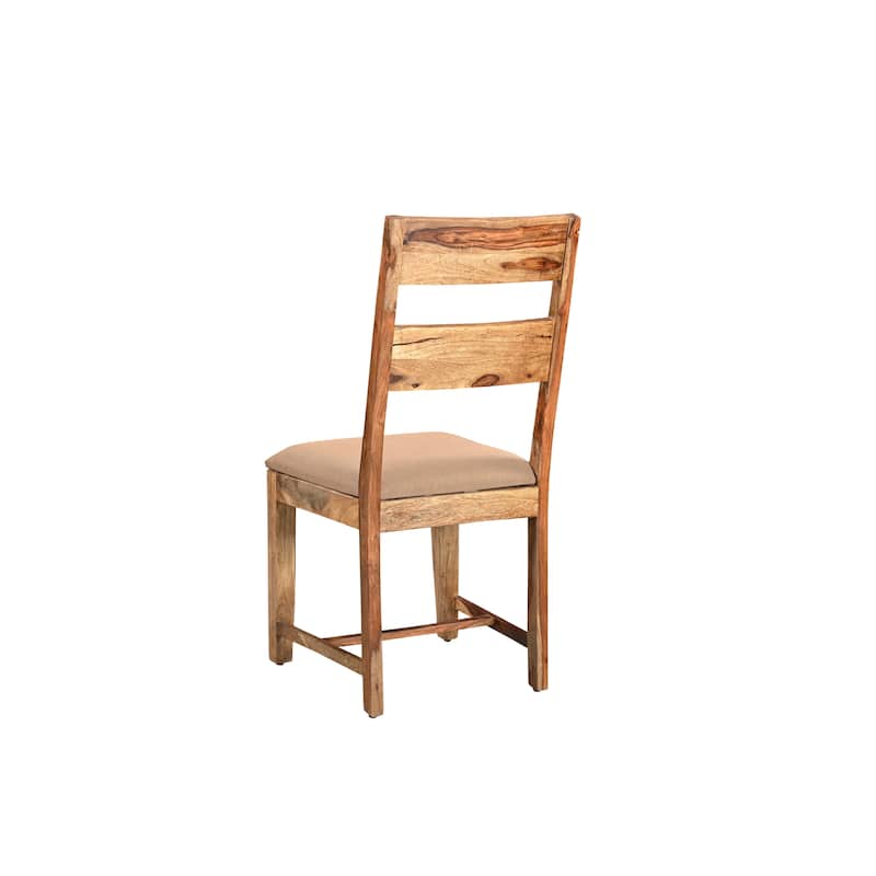 HomeRoots Set of Two Brown Fabric And Wood Ladder Back Dining Side Chairs - 18 in. x 39 in. x 18 in.