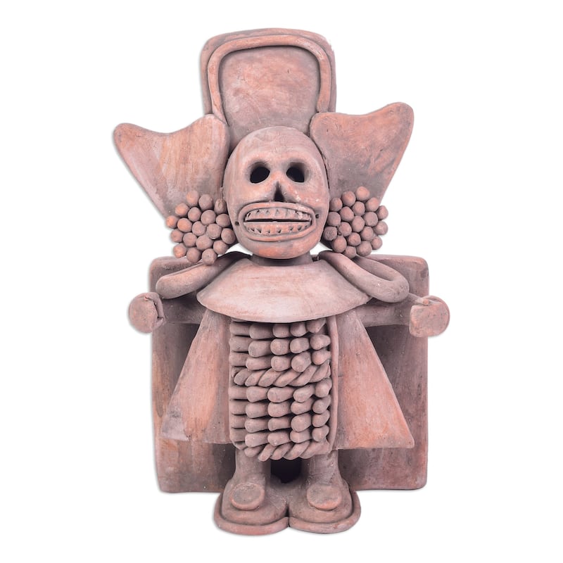 Novica Handmade Mictlantecuhtli Terracotta Sculpture