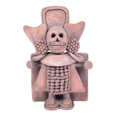 Novica Handmade Mictlantecuhtli Terracotta Sculpture