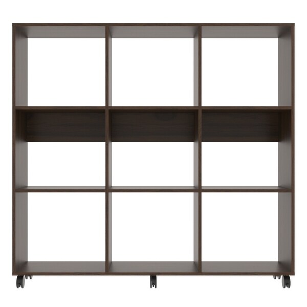 Easy Movable Bookshelf with Caster Wheels with 9-Open Shelves