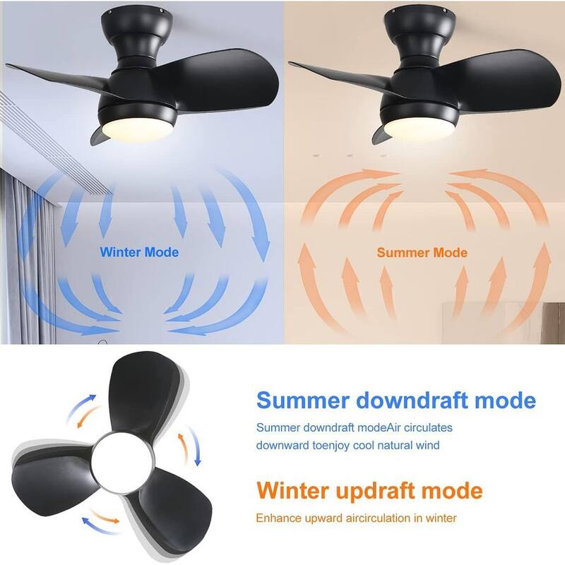 23" Modern Dimmable LED Ceiling Fan Light with Remote Control