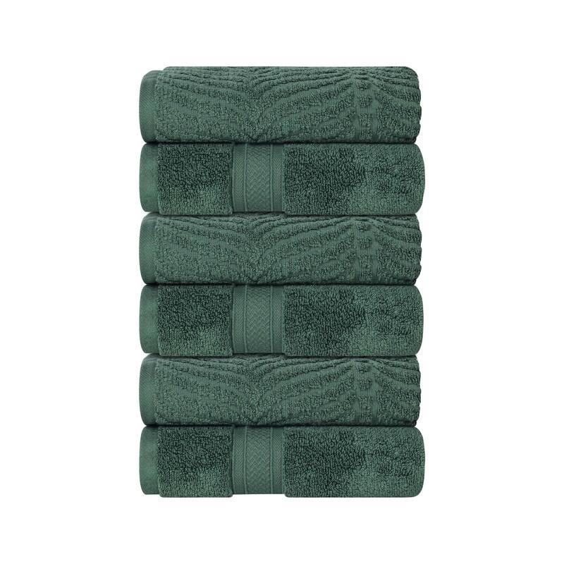 Superior Chevron Zero Twist Solid and Jacquard Cotton Hand Towel Set of 6
