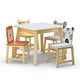 preview thumbnail 4 of 7, 5 Piece Kiddy Table and Chair Set , Kids Wood Table with 4 Chairs Set Cartoon Animals (bigger table) (3-8 years old)