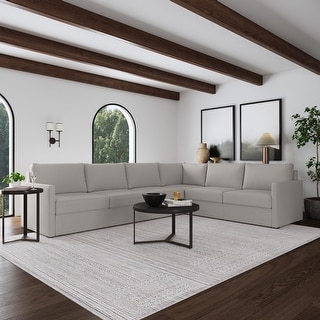 Flex Taupe Fabric 6-Seat Sectional with Narrow Arm - 132" x 35" x 102"