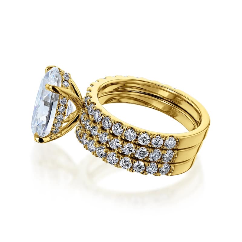 Kobelli Signature Collection Bold Series 4.55 Carats Oval Lab Grown Diamond Certified 14k Solid Gold Odette 3pc Bridal Set