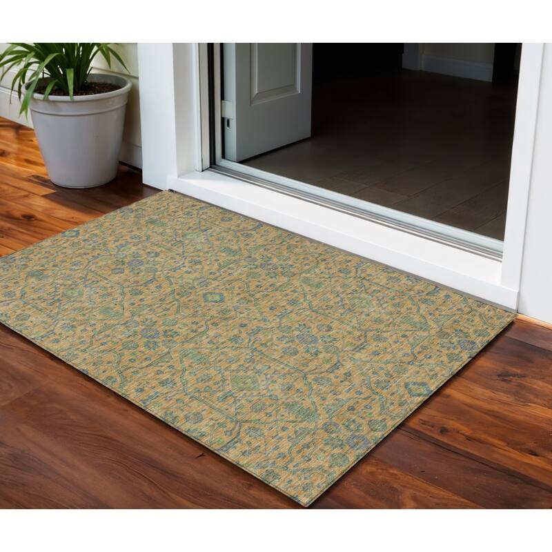 HomeRoots Floral Transitional Rectangle Outdoor Rug - 3' x 5'