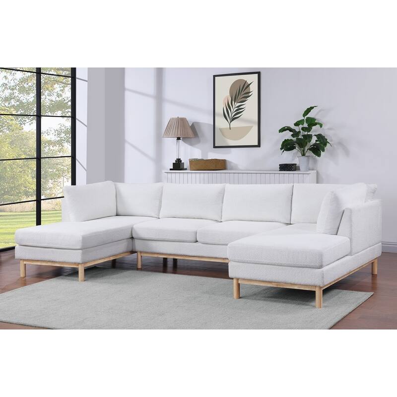 Hallie Sherpa 124" Wide Double Chaise U-Shape Sectional Sofa