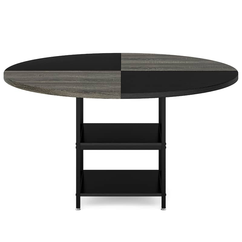 Round Dining Table with Storage Shelves for Kitchen Dining Room