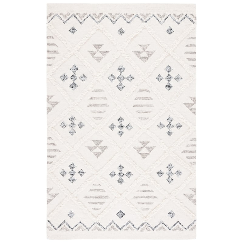 SAFAVIEH Handmade Casablanca Temira Wool Rug - 6' Square - Ivory/Black