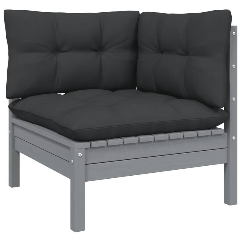 vidaXL Solid Pinewood Patio Lounge Set 7 Piece with Cushions Multi Colors