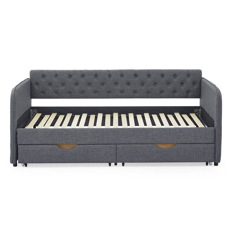 Twin Size Upholstery Daybed with Trundle Bed