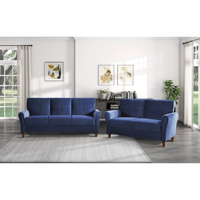 Brown Velvet Upholstery 1Pc Comfort Loveseat Plush Seatbacks Tufted Detail Solid Wood Frame Modern Living Room Furniture