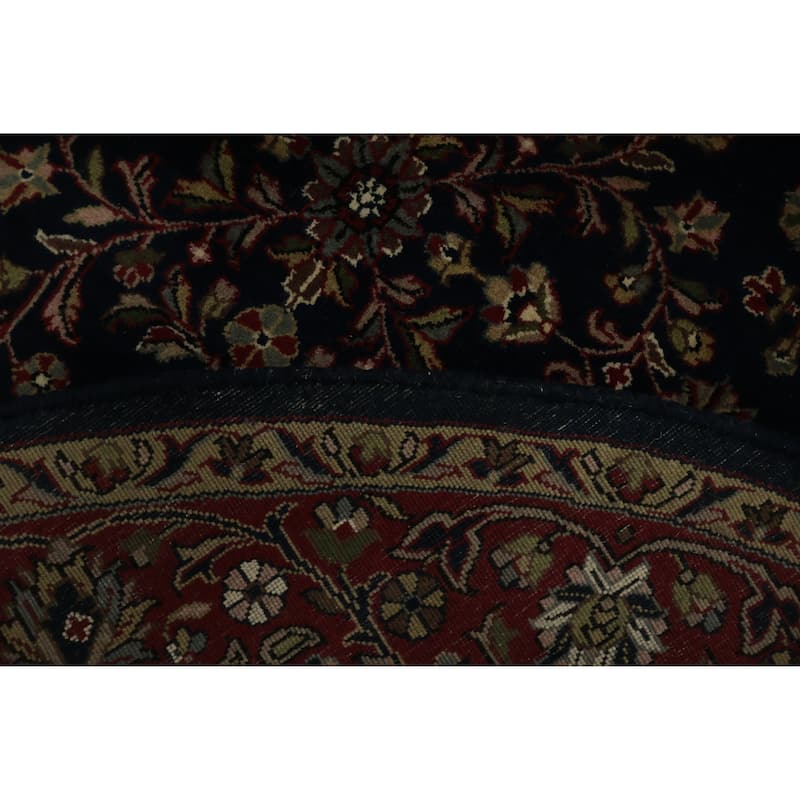 Hand Knotted Oriental 100% Wool Carpet Traditional Floral Black Agra Area Rug - 6' 8'' X 6' 7''