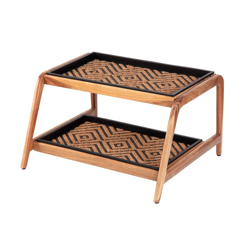 Jani Double-Tier Natural Stand 2-Pair Rubber Boot Trays - Galapagos