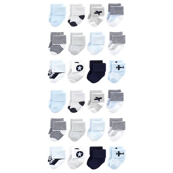 slide 1 of 1, Luvable Friends Cotton Rich Baby Terry Socks 24-Pack, Airplane 6-12 Months - Airplane