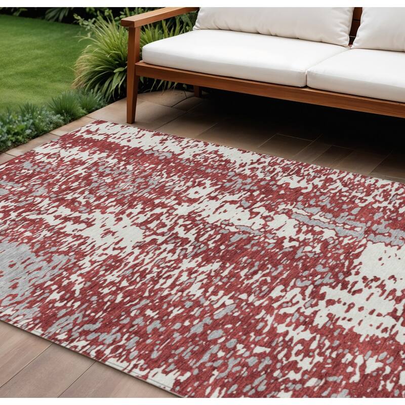 HomeRoots Abstract Transitional Rectangle Outdoor Rug - 9' X 12'