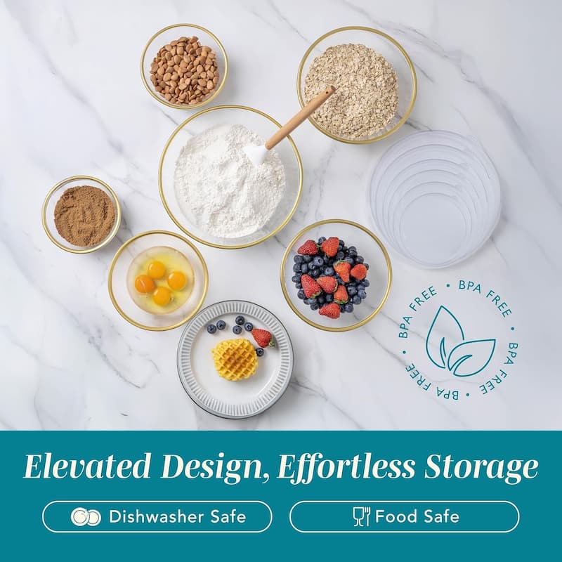 COOK WITH COLOR 12 Pc Glass Nesting Mixing Bowl Set with Lids for Cooking and Prep