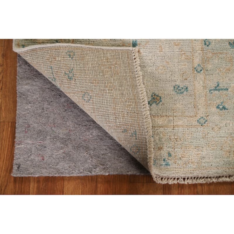 Hand Knotted Oriental 100% Wool Carpet Transitional Floral Green Oushak Area Rug - 2' 9'' X 1' 11''