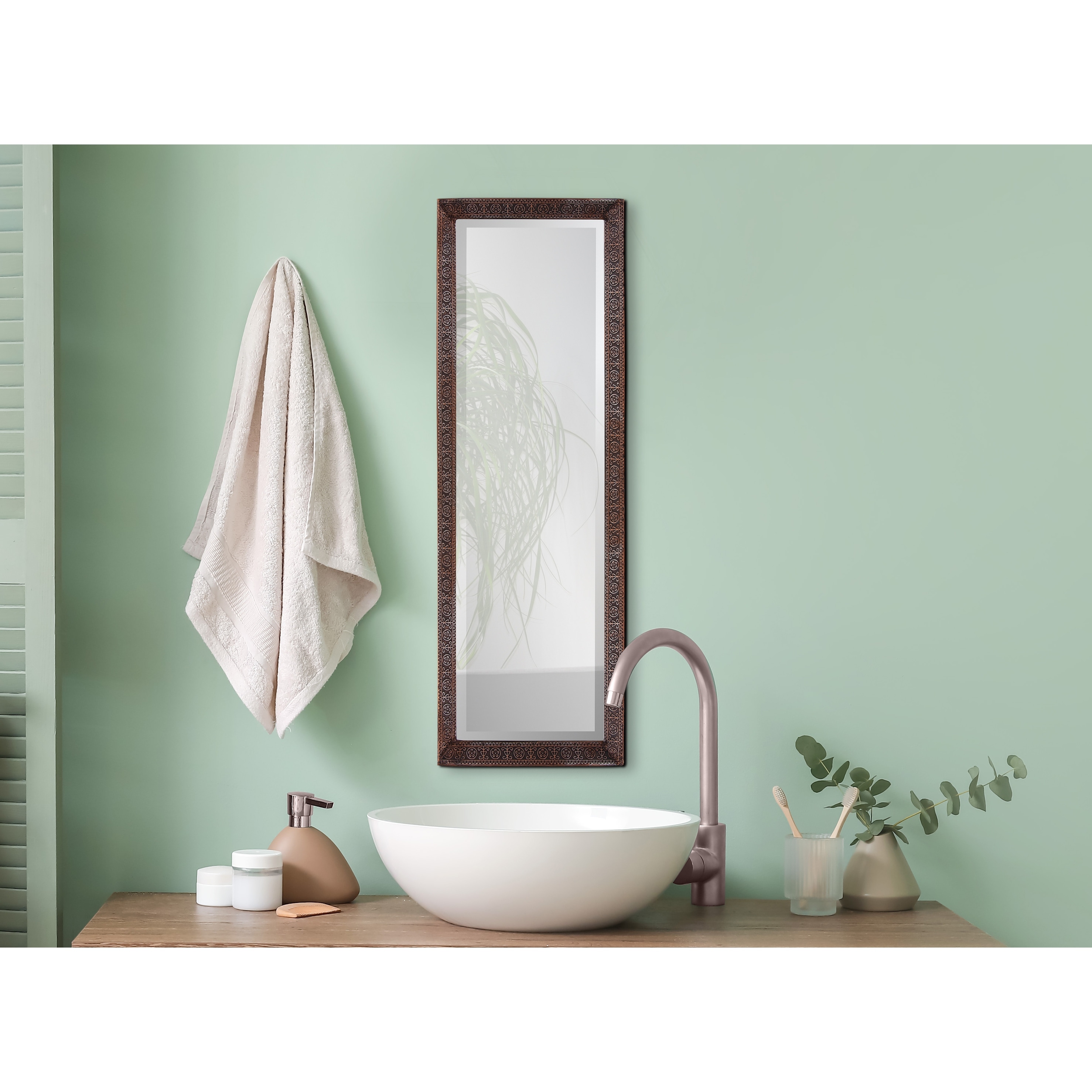 Allan Andrews Bronze Rectangular Full Length Dressing Mirror with Hand Crafted Metal Frame - 12W X 36H X 1.1/2T