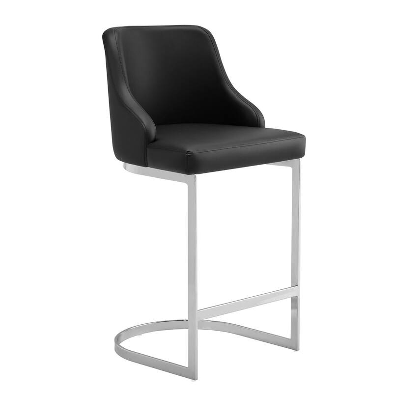 25.8'' Velvet/Leather Counter Height Bar Stools, Set of 2/3 - 36.6"H x 18.9"W x 20.5"D - Single - PU-Black