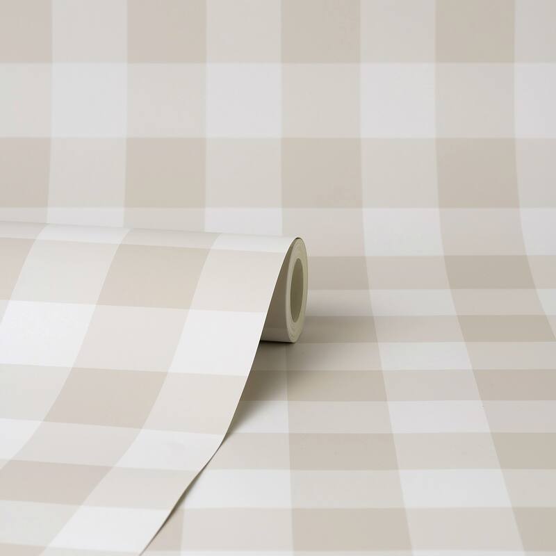 Fine Decor Patrice Light Brown Gingham Wallpaper - N/A