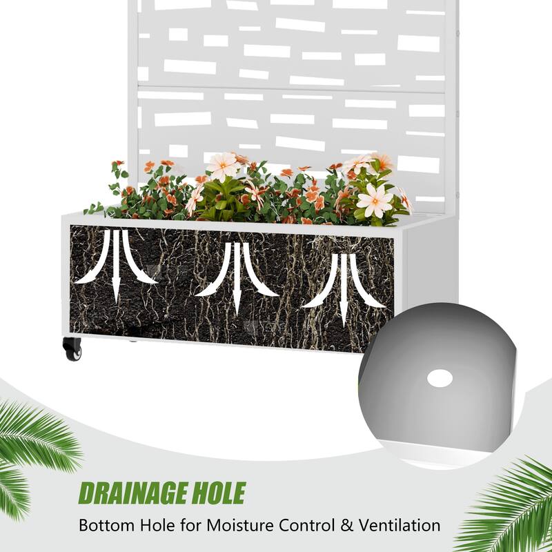 Raised Garden Bed Planter with Trellis Movable Planter Box with Lockable Wheels