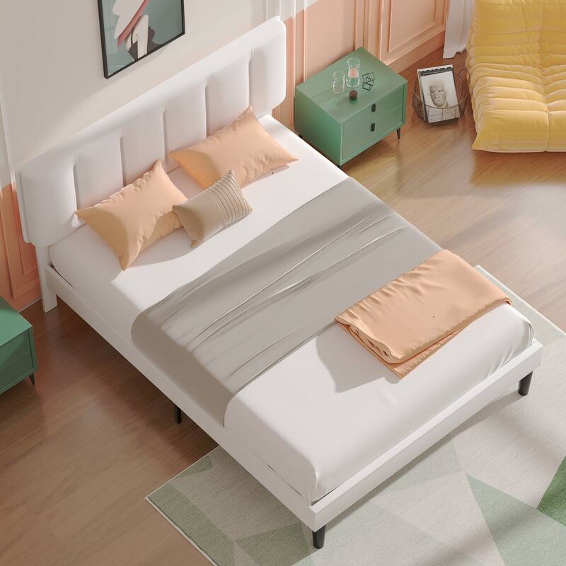 VECELO Tufted Upholstered Platform Bed Frame with Adjustable Height Headboard Twin/Full/Queen Size Beds