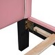 preview thumbnail 8 of 8, Twin Pink Upholstered Leather Platform Bed with Rabbit Ornament Headboard & 2 Drawers Wooden Platform Bed for Girls, Pink
