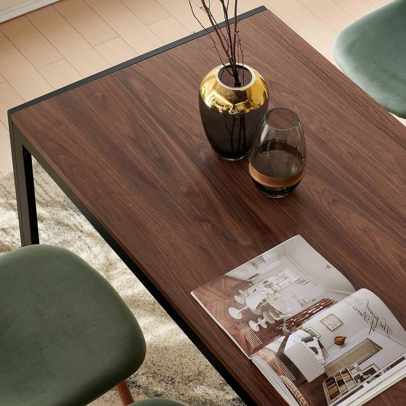 Howtai 47" Rectangular Home Kitchen Dining Table with Metal Legs - Walnut