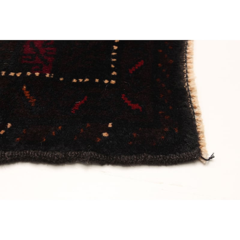 ECARPETGALLERY Hand-knotted Baluch Black Wool Rug - 3'10 x 6'4