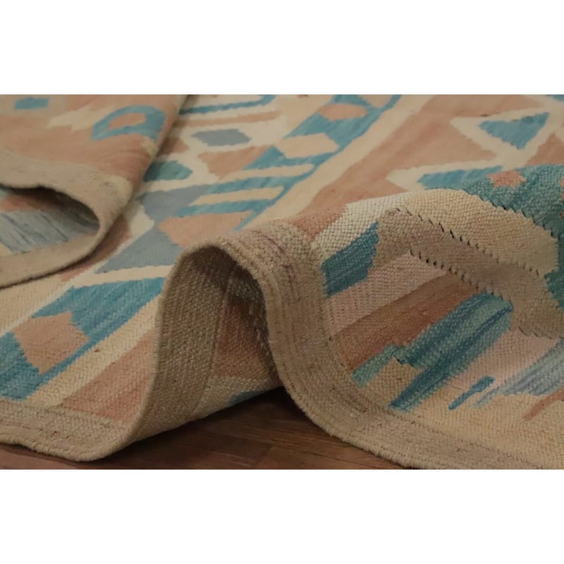 Hand Woven Oriental 100% Wool Carpet Southwestern Tribal Multi-Colored Kilim Area Rug - 6' 3'' X 4' 2''