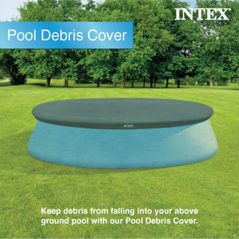 Intex 10 Foot Easy Set Round Above Ground Swimming Pool Debris Vinyl Cover, Blue - 5.2