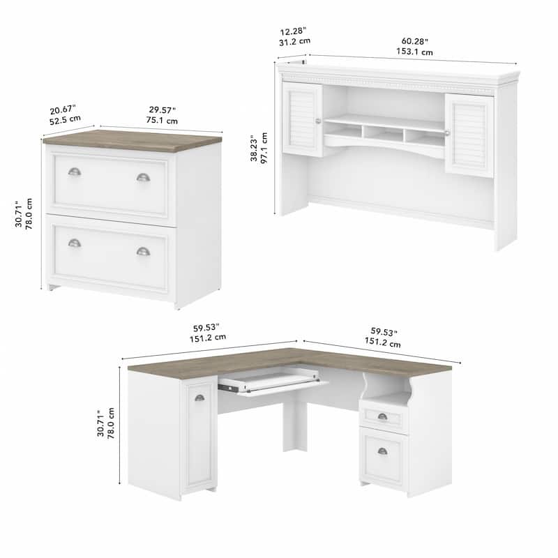 Fairview L Shaped Desk with Hutch and File Cabinet by Bush Furniture