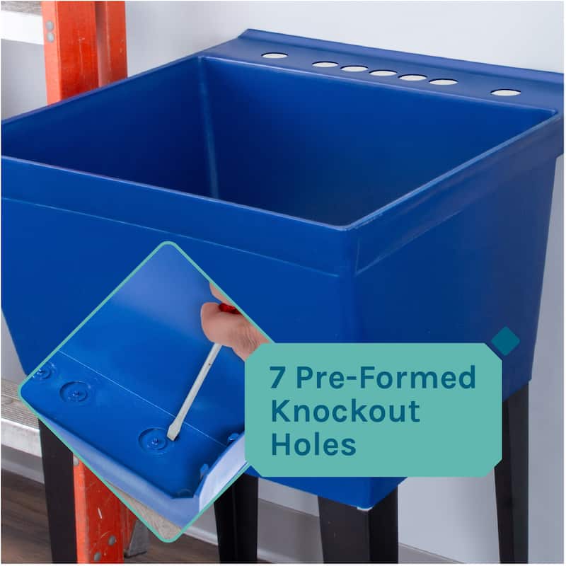 TEHILA Utility Sink Laundry Tub with Black High Arc Coil Faucet