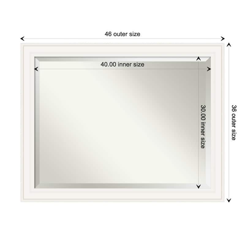 Beveled Bathroom Wall Mirror - Ridge White Frame - Ridge White - 46 x 36 in