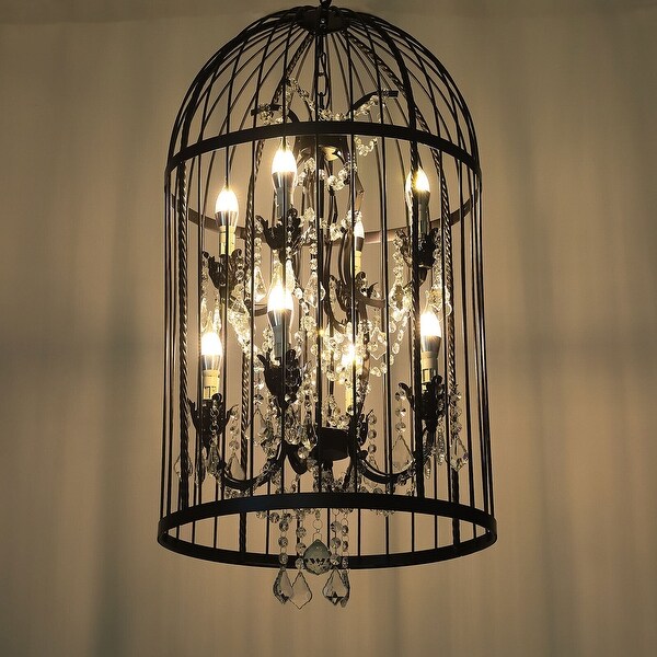 Black Birdcage Chandelier 8 Heads Luxury Crystal Pendant 17.7 On Sale Bed Bath Beyond 36233412