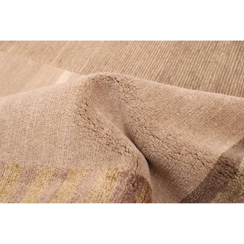 ECARPETGALLERY Hand-knotted Opulence Taupe Silk, Wool Rug - 6'0 x 8'10