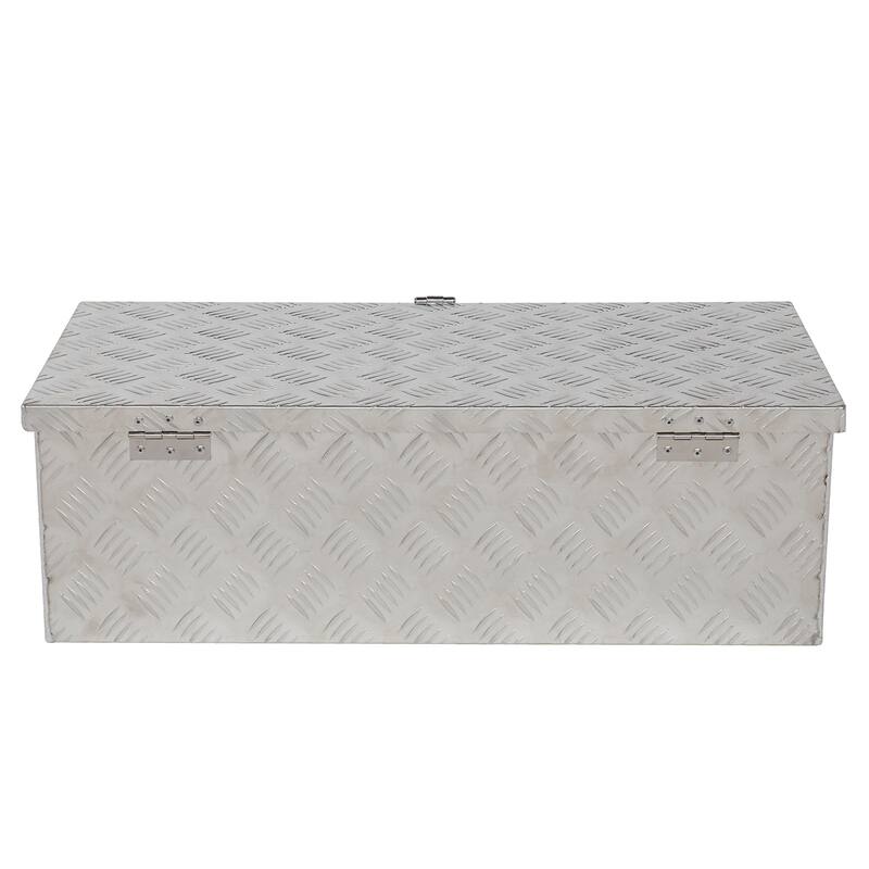 30" Elegant 5-Strips Pattern Aluminum Tool Box Silver