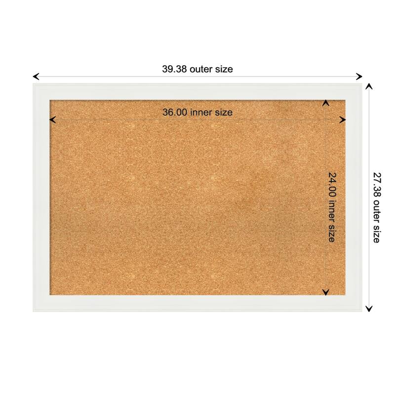 Vanity White Narrow Framed Cork Bulletin Memo Board