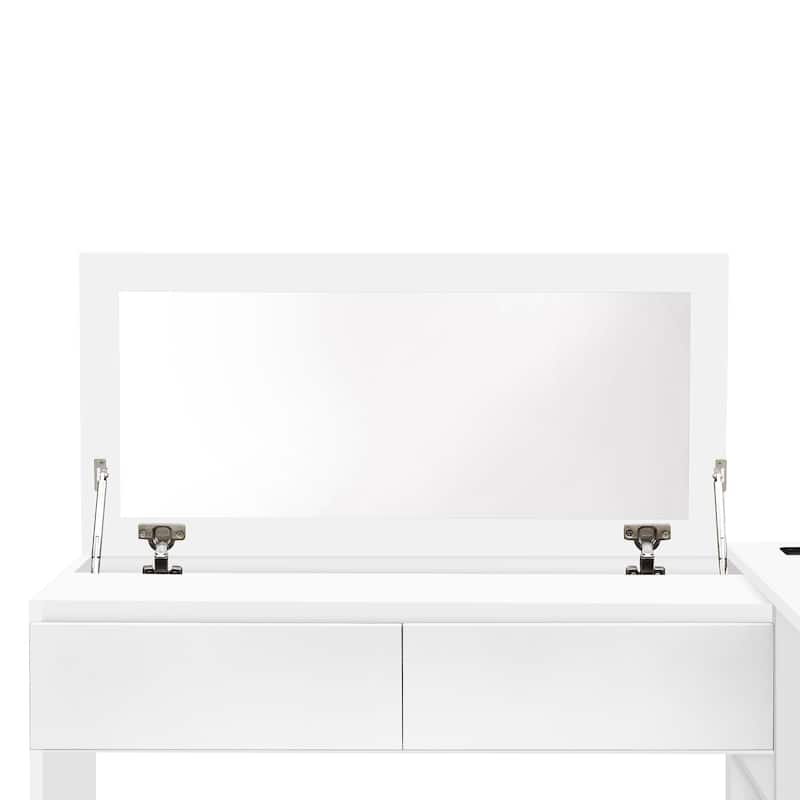 Full Size Wooden Platform Bed With 6 Drawers, Shelves And Dressing Table