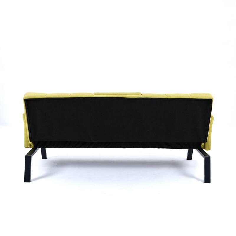 70-inch multi-functional cotton and linen sofa bed: foldable + cup holder + side storage