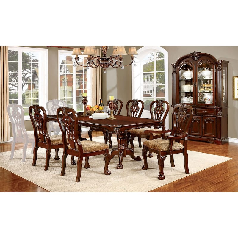 Dining Table Set in Brown Cherry Finish