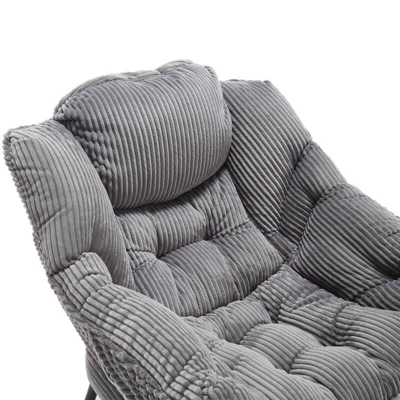 Modern Lounge Accent Chair with Armrests and a Side Pocket, Leisure Upholstered Sofa Chair Reading Chair with Footrest