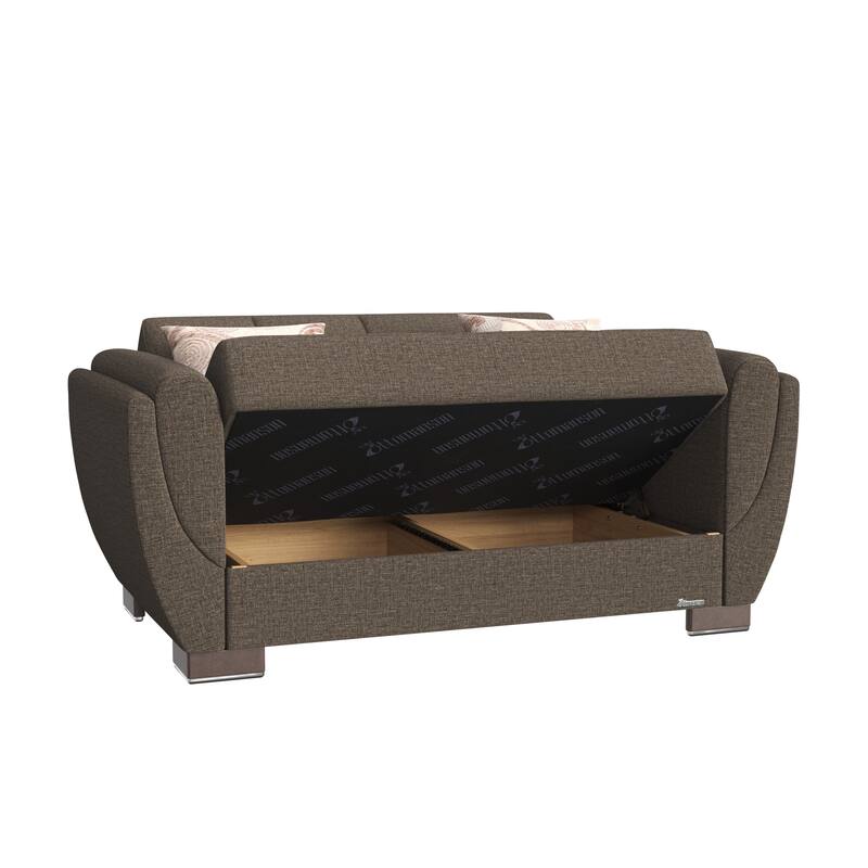 Collection Upholstered Convertible Loveseat With Storage