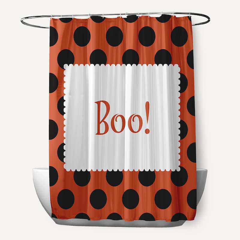 Halloween Boo Dots Shower Curtain - Harvest Orange