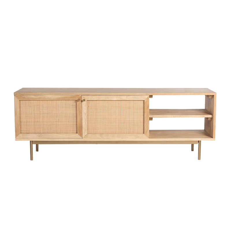 Curtis Solid Wood with Natural Woven Cane TV Stand